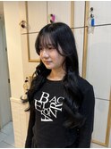 ロングレイヤー 韓国風 ダークグレージュ