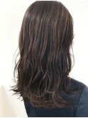 20代30代40代アッシュグレージュハイライトセミロング