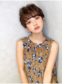 大人かわいい/レイヤーロング/グレーベージュ/前髪パーマ/錦糸町