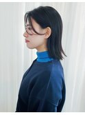 黒髪伸ばしかけボブ/フェイスレイヤーウザバング