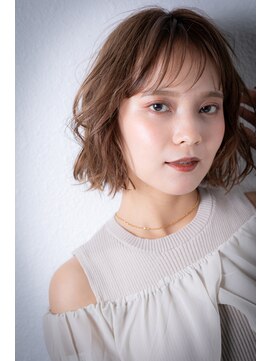 カバーヘア 上尾西口店(COVER HAIR) カーキベージュハイライト切りっぱなしボブx上尾20代30代40代