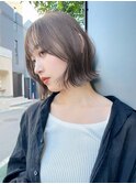 フェイスレイヤーボブ 透明感カラー 切りっぱなしベージュt127