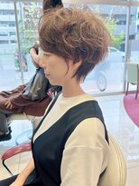 アース 豊橋店(HAIR&MAKE EARTH)&nbsp;earthショートレイヤーボブミルクティー丸みショートボブ