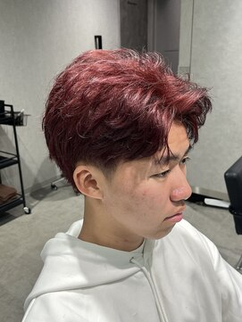 テクト バイアッシュ 吉祥寺店(Tect by Ash) ツーブロックアップバングショートメンズブリーチワインレッド