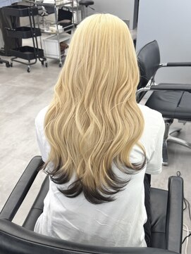 ブロンド×ブラウン　裾カラー