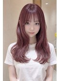 【白石】ブリーチなし透明感ピンクベージュ赤髪ワインレッド暖色