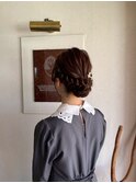 編み込みアップスタイルヘアセットブライダルヘア前髪カット