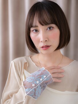 カバーヘア ブリス 北浦和(COVER HAIR bliss) ミルクティーベージュ艶感ストレート丸みショートボブ30代40代X
