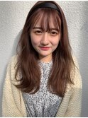 ロングレイヤー　薄めバング　ブラウンベージュ【天神/今泉】