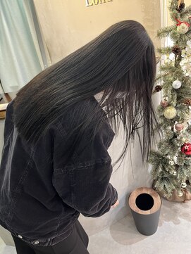 ロンドエニカ 大宮(Lond enika) レイヤーボブブリーチなしダブルカラーロング大宮ブルーブラック