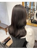 まろやかグレージュ くびれ巻き 艶感カラー