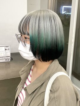 レコ 渋谷(LECO) ワンレンボブカットアンブレラカラー裾カラールーツカラー