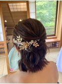 カラードレスに合わせたヘアセット