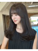 ローレイヤー韓国ヘアレイヤーカットオリーブカラー