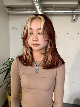 ノラ シブヤ(NORA) 【木原】フェイスフレーミング、デザインカラー、レッドブラウン