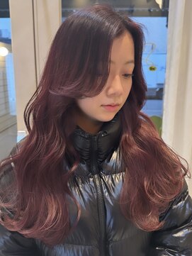 ラナンバイシダ(ranan by sida) チェリーレッドカラー10代20代艶髪ロングヘアブリーチ