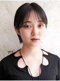 大人可愛い20代30代40代黒髪前下がりひし形小顔ボブ