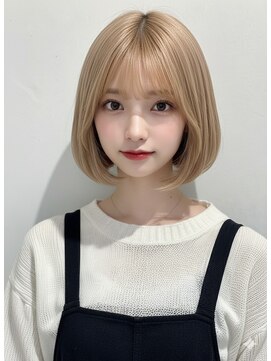 アース 大曽根店(HAIR&MAKE EARTH) earthショートレイヤーボブミルクティー丸みショートボブ