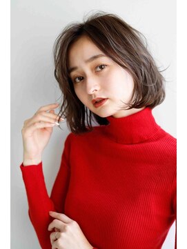 ムウ 難波(MOU) ショート暗めカラーグランマッシュデザインカラー20代30代40代