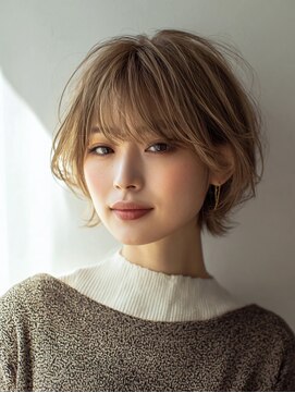 ハーツ 青山表参道店(Heart's) 白髪ぼかし脱白髪染め似合わせショートボブ40代50代60代