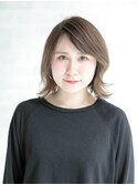黒髪/グレーベージュ/レイヤーロング/前髪パーマ/銀座