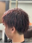 ゆるツイストパーマ×レッド