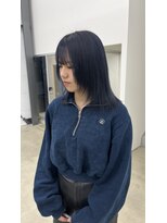 ビーヒアナウ N゜03 金沢駅西店(BE HERE NOW)&nbsp;【navy blue/ブリーチあり/レイヤー/顔まわりレイヤーカッコ