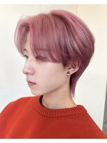 サンクマーケット 渋谷(cinq MARKET) 韓国メンズピンクベージュミルクティーカラーセンターパートヘア