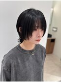 ショートウルフ/地毛風カラー/黒髪ウルフ/ウルフカット/ウルフ