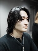 メンズボブミディアムウルフスパイラルパーマニュアンスパーマ