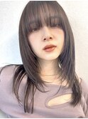 くびレイヤーボブルフネビージュ小顔ワンレンこなれミディ