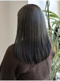 髪質改善トリートメント セミロング オリーブグレージュ 美髪