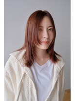 ソルト(Salt)&nbsp;ぷつっと大人ミディアムロング×オレンジカラー/ボブ/30代40代