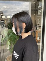 ナンバー(number+)&nbsp;20代30代大人可愛い透明感インナカラーネイビーボブアッシュ