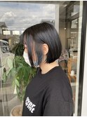 20代30代大人可愛い透明感インナカラーネイビーボブアッシュ