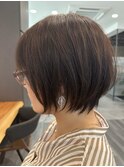 大人ラフウェーブ20代30代40代ボブブラウンスウィングショート