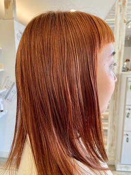 フィッツヘアー 五泉店(Fits Hair) 超短バング×ビビットオレンジ