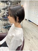 大人可愛い20代30代40代黒髪前下がりショートボブ丸みショート◎