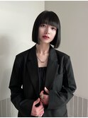 切りっぱなしボブ/ストレートボブ/地毛風カラー/黒髪ボブ