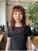 オレンジカラー×シャギーカット