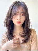 小顔レイヤーカットクラゲヘアーココアベージュオリーブグレー