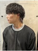 束感重視◎黒髪パーマで柔らかメンズスタイルマッシュウルフ