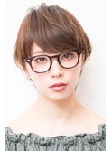 アシメショートエアリーショートグレージュナチュラルボブ