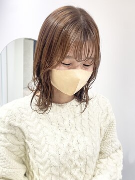 ラミエバイメルト 下北沢(lamie by melt) 毛利/透明感ミルクティーベージュ外ハネサイドバング韓国20代