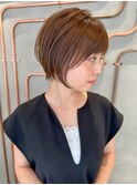 斜めバングショート顔周りシルキーベージュ【錦糸町/ショート】