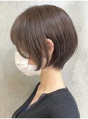 ショートカットくびれショート前下がりボブベージュカラー40代●