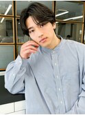 毛流れハンサムショートセンターパートメンズ黒髪爽やか