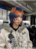 パープル→オレンジ→ブルーのデザインウルフ