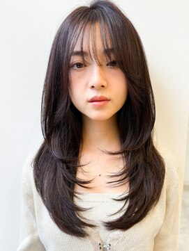 ソア 渋谷(soar) 韓国風タンバルモリ◎小顔カットシースルーバングミルクティ