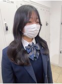 シースルーバング韓国風巻き髪ヘア